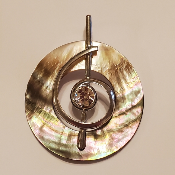 Abalone Shell Crystal Rhinestone Pendant - Picture 1 of 9